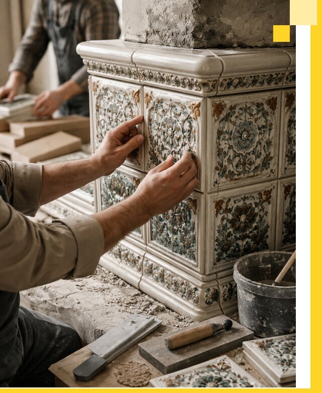 Изразцовые камины под ключ в Уссурийске: проект и монтаж