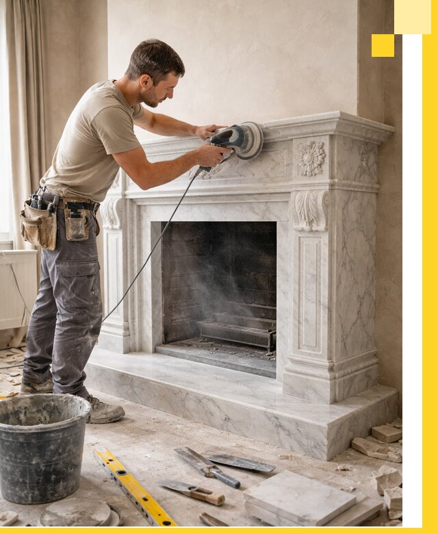 Изготовление и установка мраморных каминов в Уссурийске под ключ