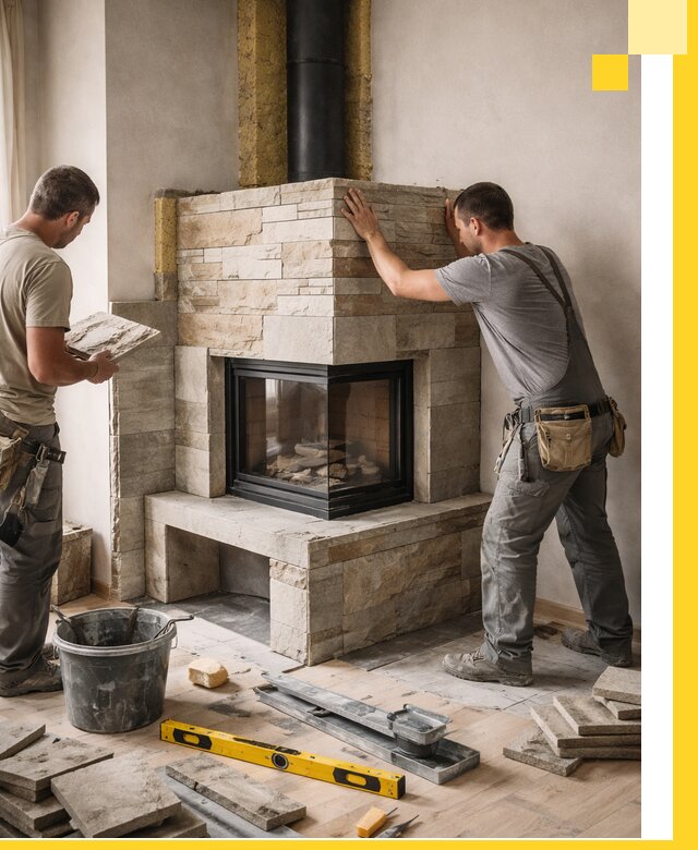 Угловые камины под ключ проект, монтаж и отделка в Уссурийске