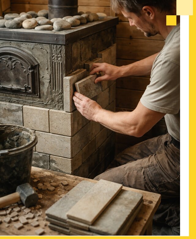 Облицовка банных печей в Уссурийске профессиональная отделка