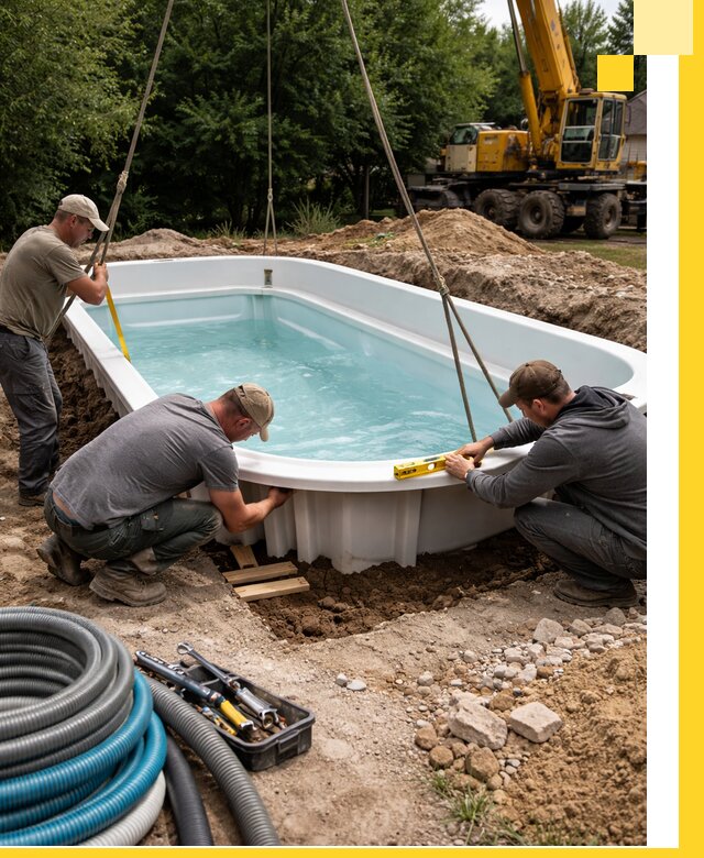 Установка и монтаж композитных бассейнов под ключ в Уссурийске