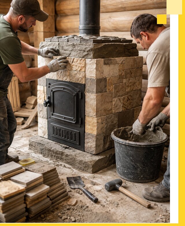 Облицовка банной печи под ключ в Уссурийске: камень и плитка