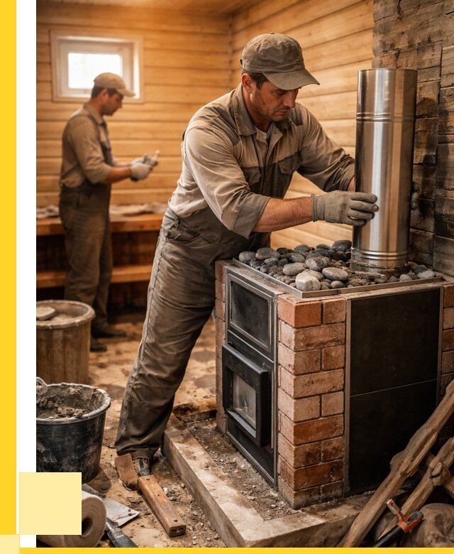 Монтаж печи в бане под ключ в Уссурийске от 20620 р. | ЭриданСср