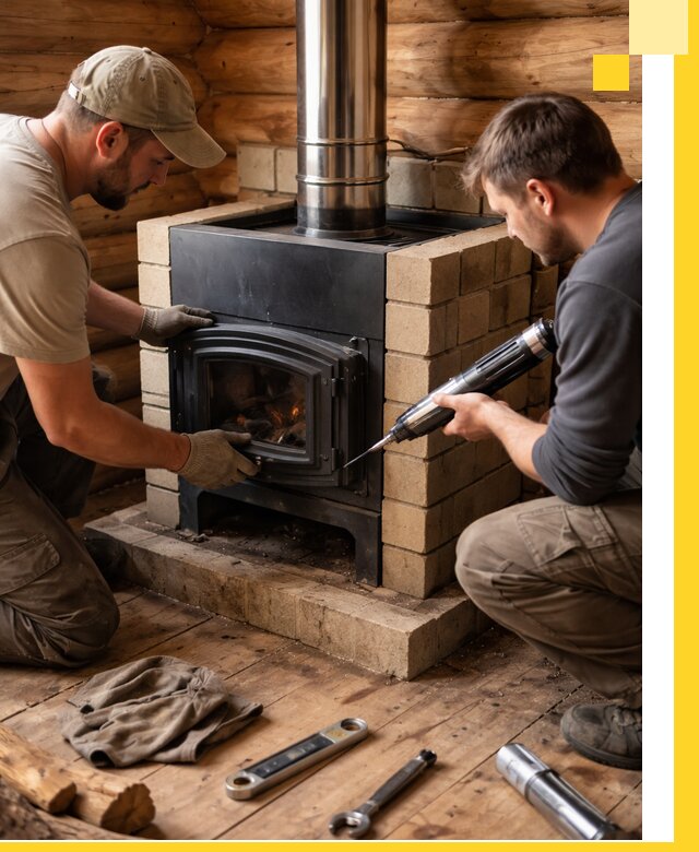 Монтаж и установка печи в бане под ключ с гарантией в Уссурийске