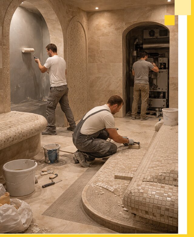 Строительство бани с хамамом и бассейном под ключ в Уссурийске