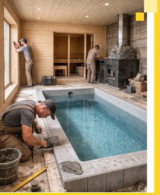 Проект бани с бассейном и сауной в Уссурийске под ключ