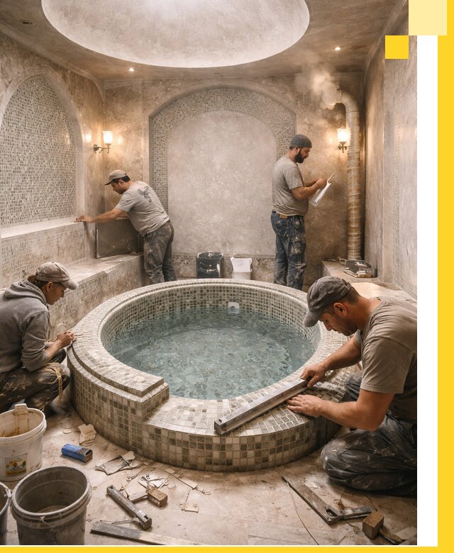 Профессиональное строительство хамама с бассейном в Уссурийске под ключ