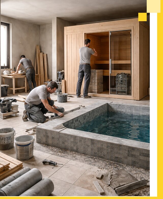 SPA зоны под ключ с бассейном сауной и печью в Уссурийске